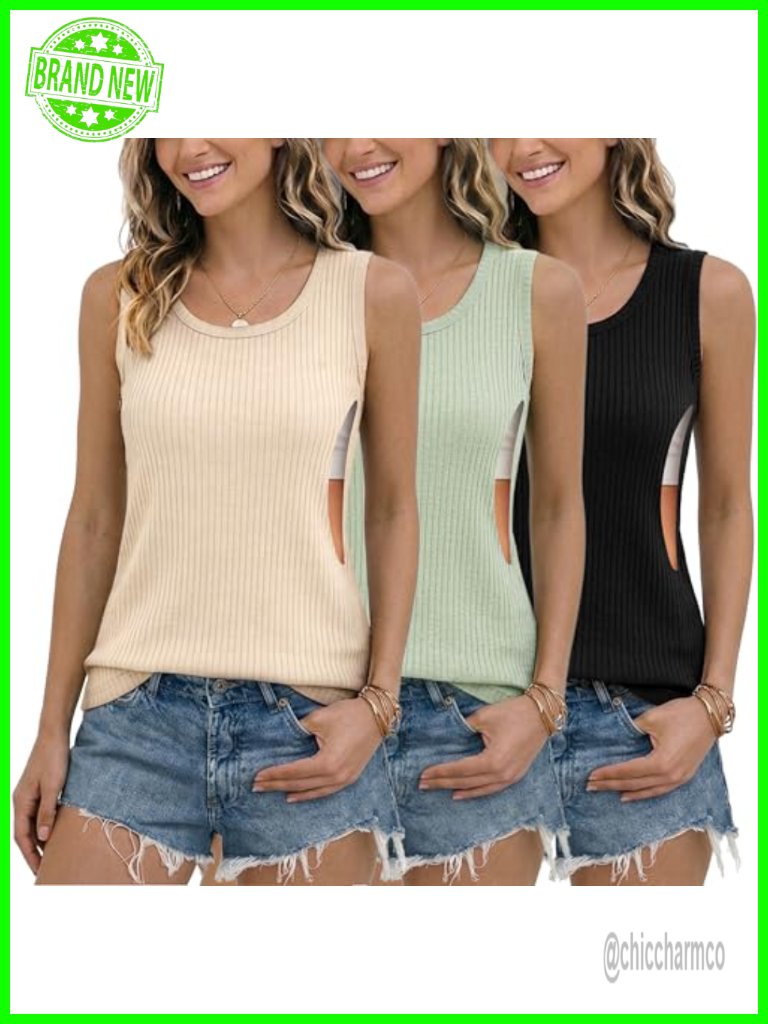 Nursing Tank Top With Hidden Zipper, Ribbed, Stretchy, Lightweight, Maternity